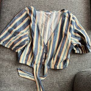 Wmns O’Neill striped button up tied crop top size L